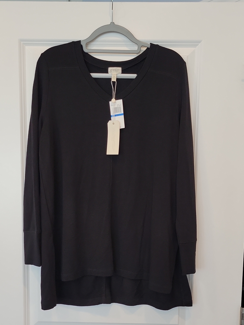 Greige Black Lagenlook Long Sleeve Tunic Top/Shirt XL/T NWT